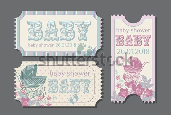 Baby Shower Vintage Invitation Ticket Templates
