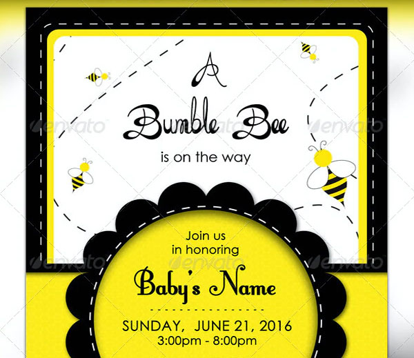 Bumble Bee Baby Shower Invitation Ticket