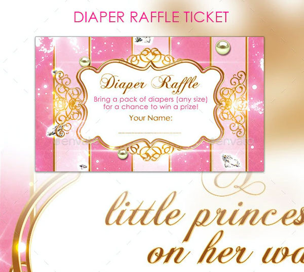 Gold Princess Baby Shower Invitation Ticket