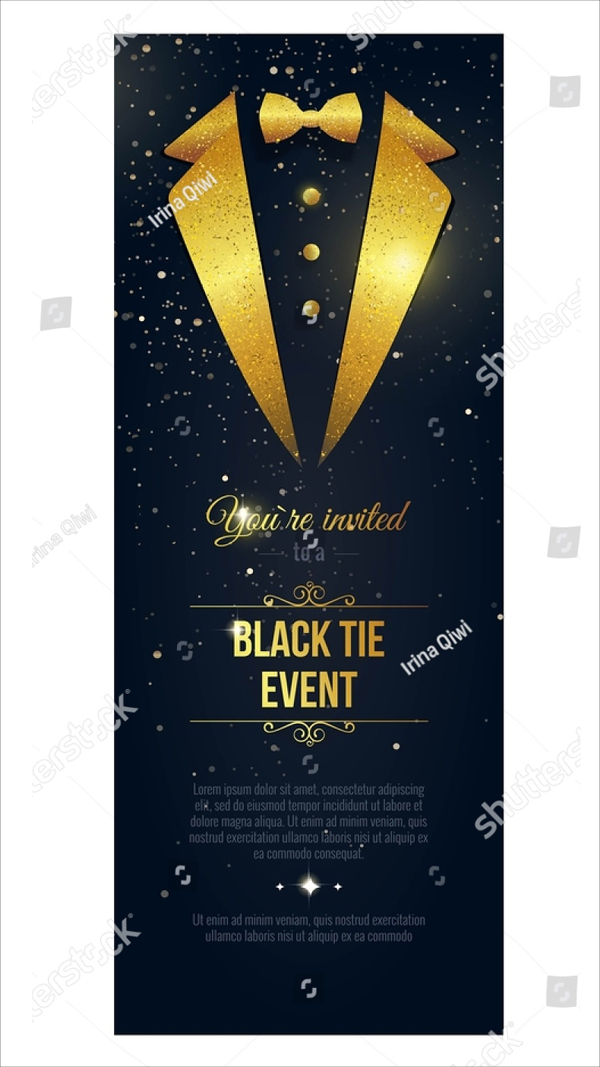 Vertical Black Tie Event Invitation Flyer