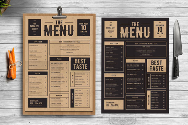 Printable Menu Designs