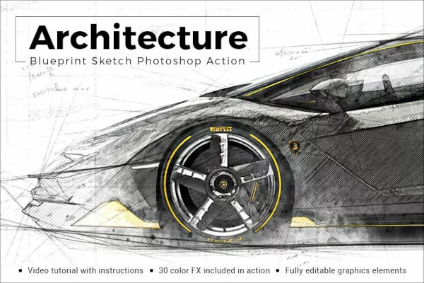 Tech Sketch Photoshop Actions