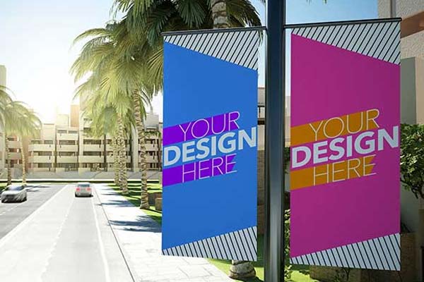 Lamp Post Banner Mockups