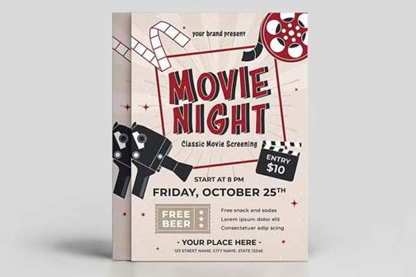 Editable Movie Night Flyer Templates