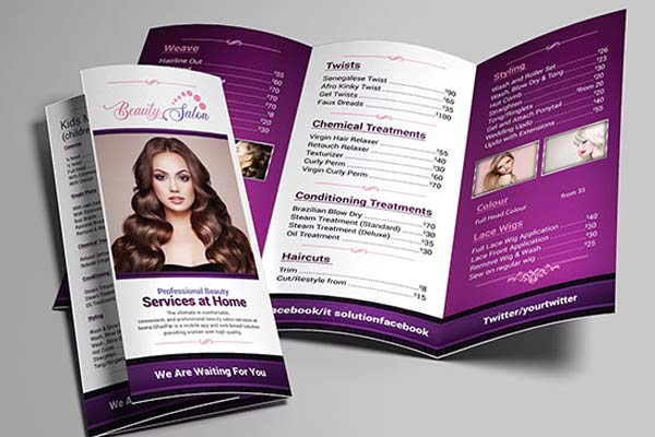 Beauty Salon Trifold Brochure Templates