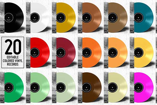 20 Colored Records Mockup