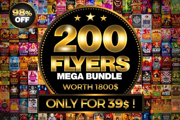 200 Flyer Printable Bundle Templates 98% off