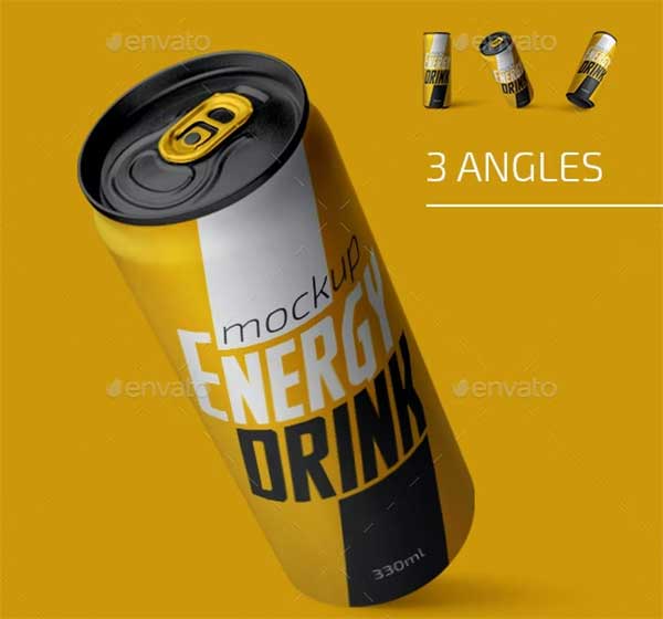 330ml Energy Drink Can Mockup Set