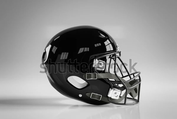 3D Black American Football Helmet Mockup