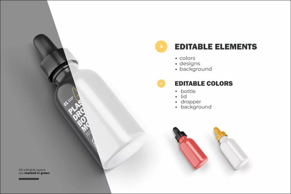 3D Blank Rounded Plastic Bottle Mockups