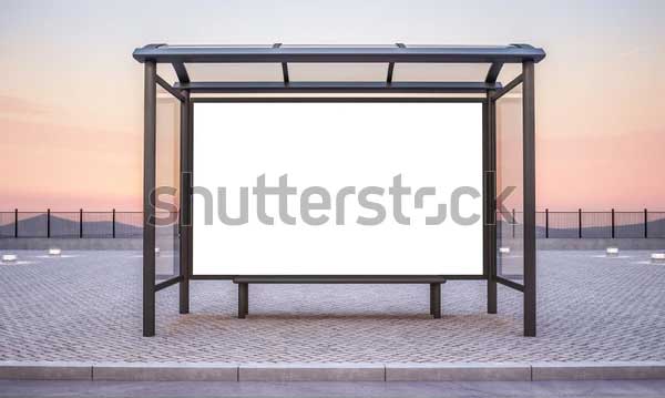 3D Bus Stop Poster Mockup Templates