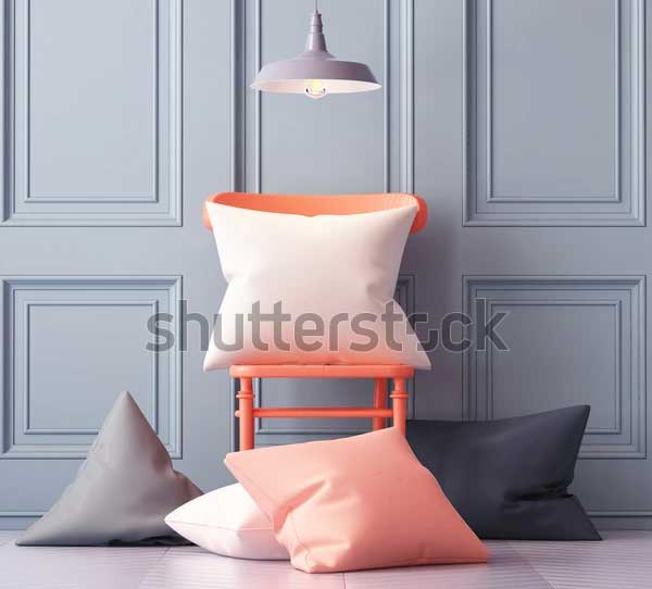 3D Chair and Pillows Mockup Template