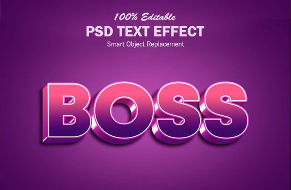 3D Colorful Gradient Boss Text PSD Actions