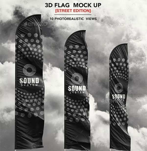 3D Feather Flags / Sail Flag Mockup