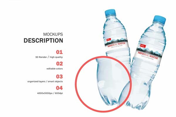 3D Water Plastic Bottle Mockups