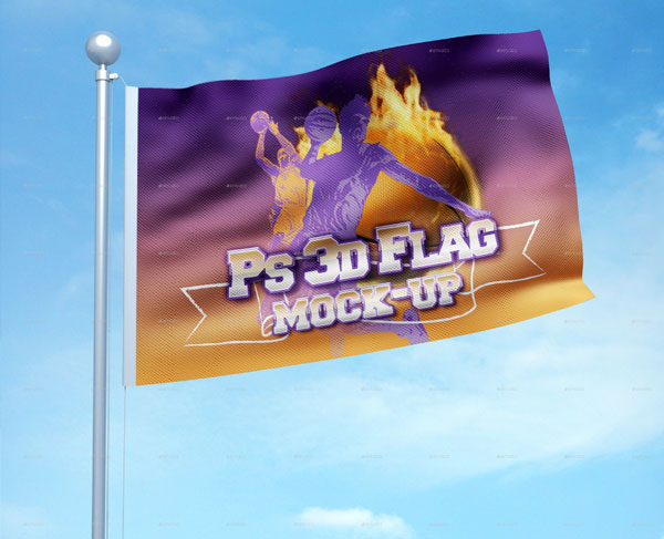 3d Flag Mockup PSD