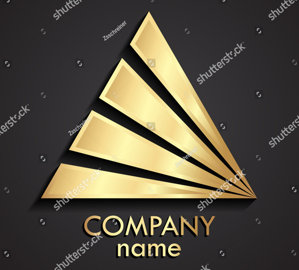 3d Gold Triangle Abstract Logo