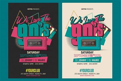 90s Retro Party Flyer Template
