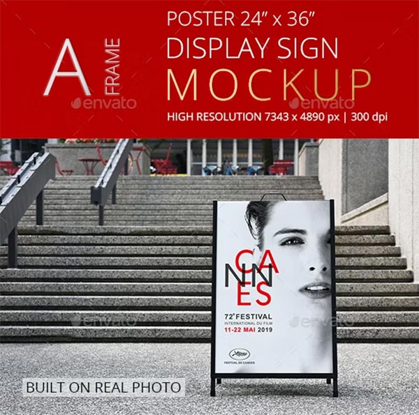 A-Frame Poster Display Sign Mockup