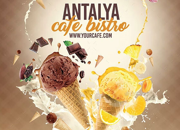 A4 Ice Cream Menu Flyer Template