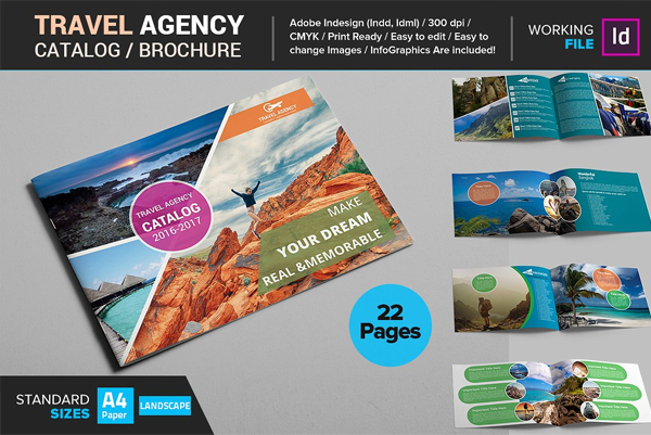 A4 Landscape Travel Agency Catalog and Brochure Template