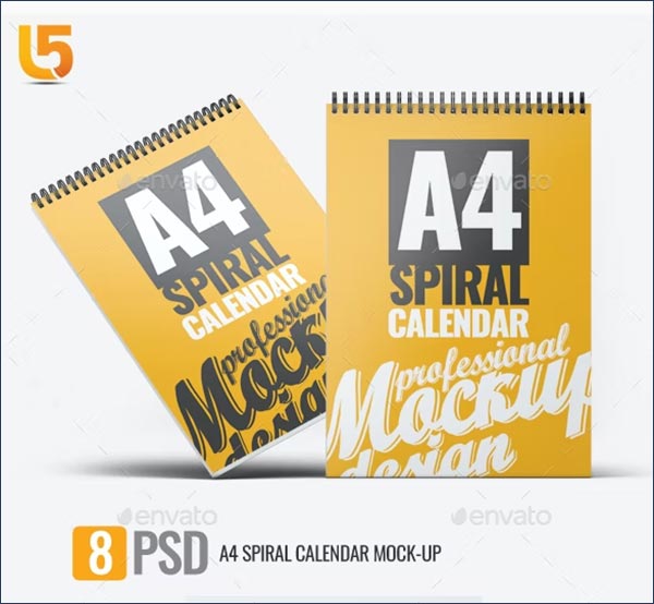 A4 Spiral Calendar Mock-Up