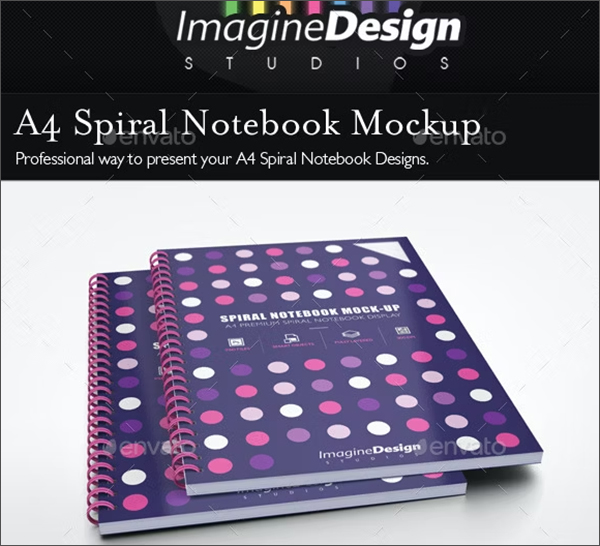 A4 Spiral Notebook Mockup