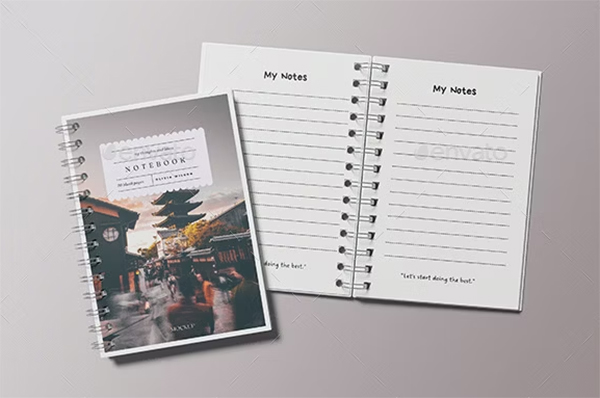 A5 Spiral Notebook Mockup PSD Design
