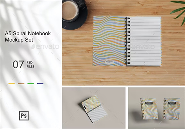 A5 Spiral Notebook Mockup Set