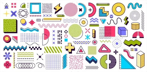 Abstract Geometric Memphis Shapes and Elements