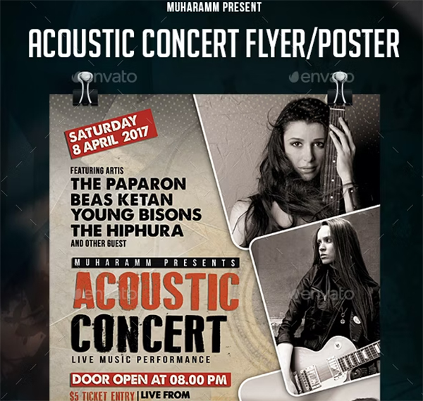 Acoustic Concert Flyer & Poster Template