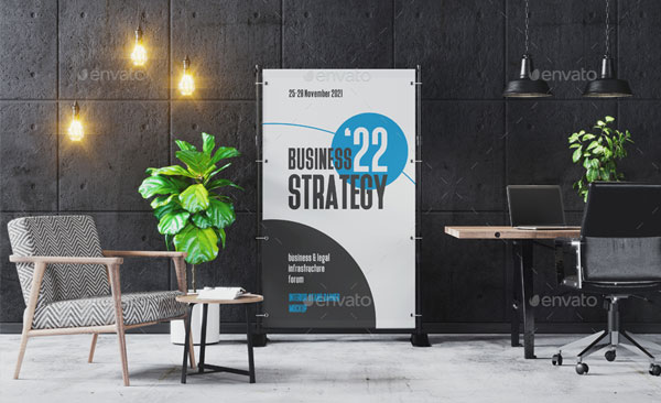Advertising Interior Stand Banner Mockup