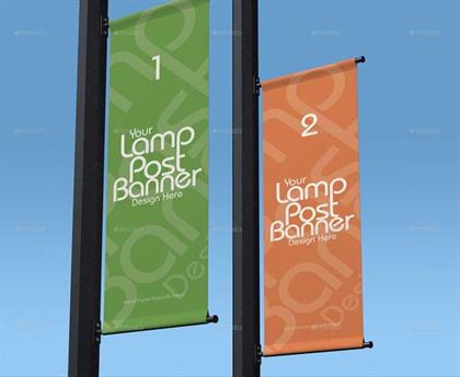 Advertising Lamp Post Banner Mockups