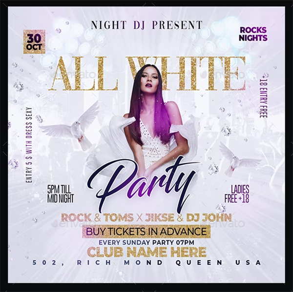 All PSD White Party Flyer Template