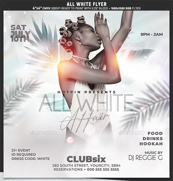 All White Party Flyer PSD Template
