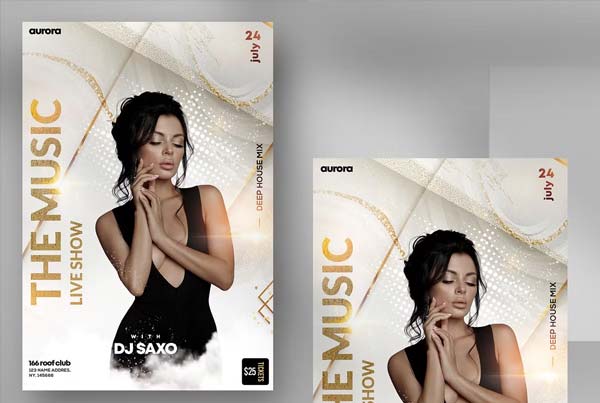 All White Party Flyer Template Free PSD