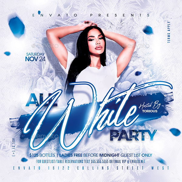 All White Party Flyer Template