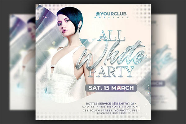 All White Party Flyers Template