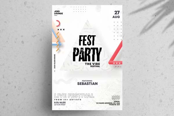 All White Party Invitation Design Template