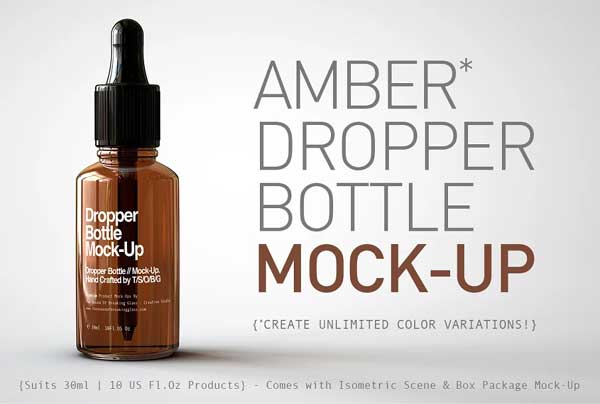 Amber Dropper Bottle and Box Mock-Up