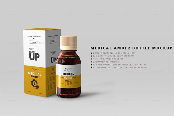 Amber Medicine Bottle Mockups
