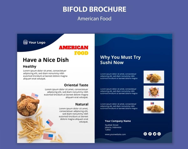 American Diet Food Bi-fold Brochure Template