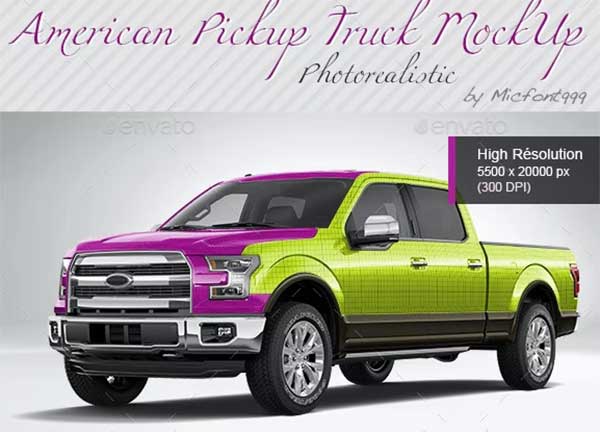 American Pickup Truck Wrap Mock-up