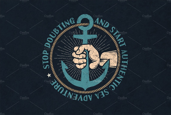 Anchor in Hand Retro Logo