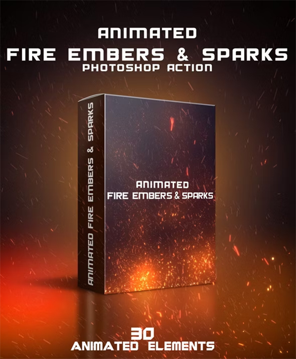Animated Fire Embers & Sparks Photoshop Action