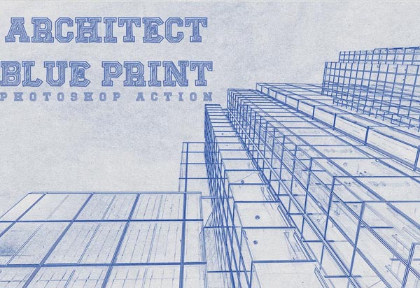Architect Blueprint Photoshop Action