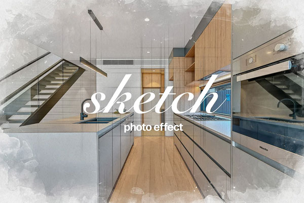 Architecture Interior Sketch Photo Photoshop Effect