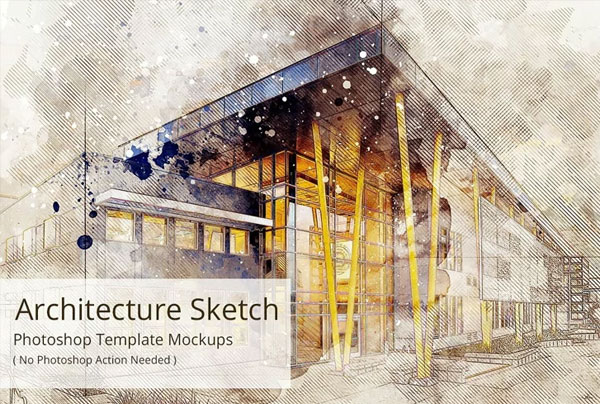 Architecture Sketch Photoshop Mock-ups Bundle