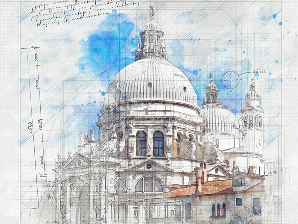 Architecture Sketch and Blueprint Photoshop Action