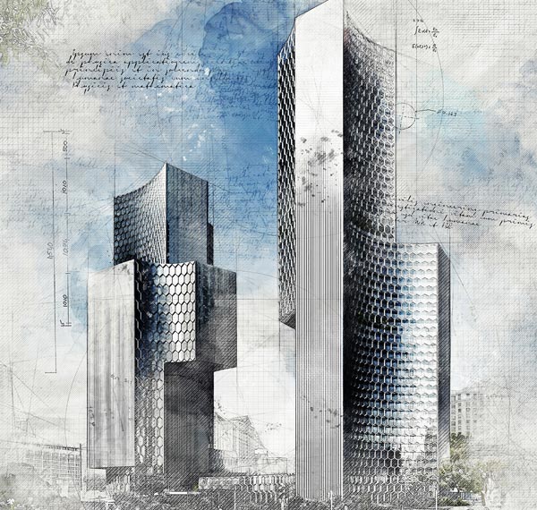 Architecture Sketch and Blueprint Photoshop Actions